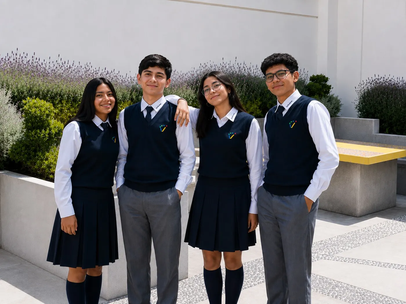 Alumnos de secundaria con uniforme